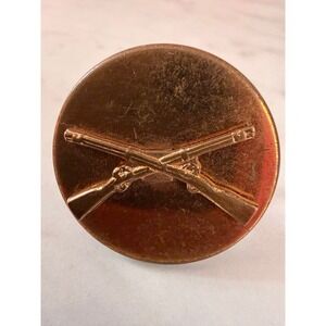 Vintage US Army Infantry Crossed Rifles Lapel Pin Insignia Screw Back Brass Tone